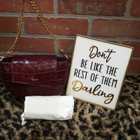 Hammitt Neil Belt Convertible Clutch Purse Croc Handbag Maroon Red Gold 2 in 1 - Picture 6 of 7